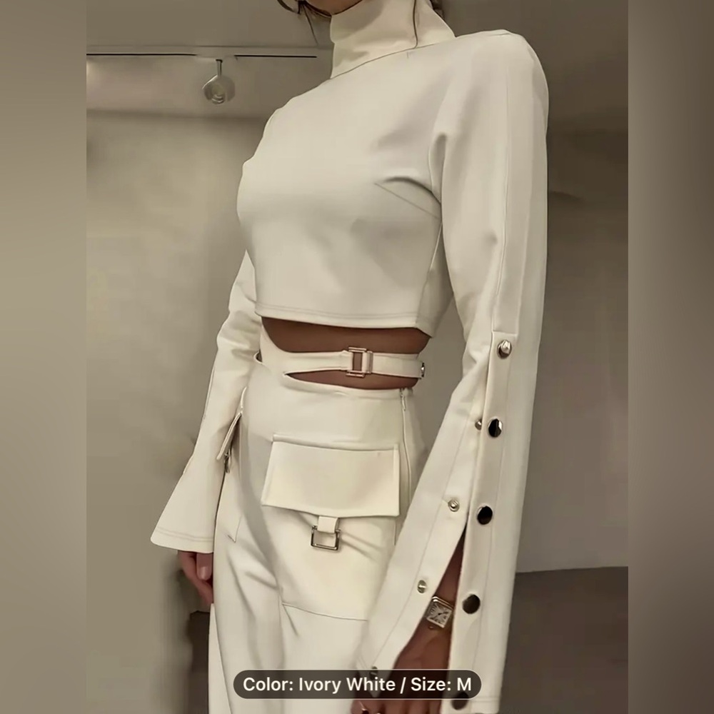 White 2pc Wide Leg Pant Set